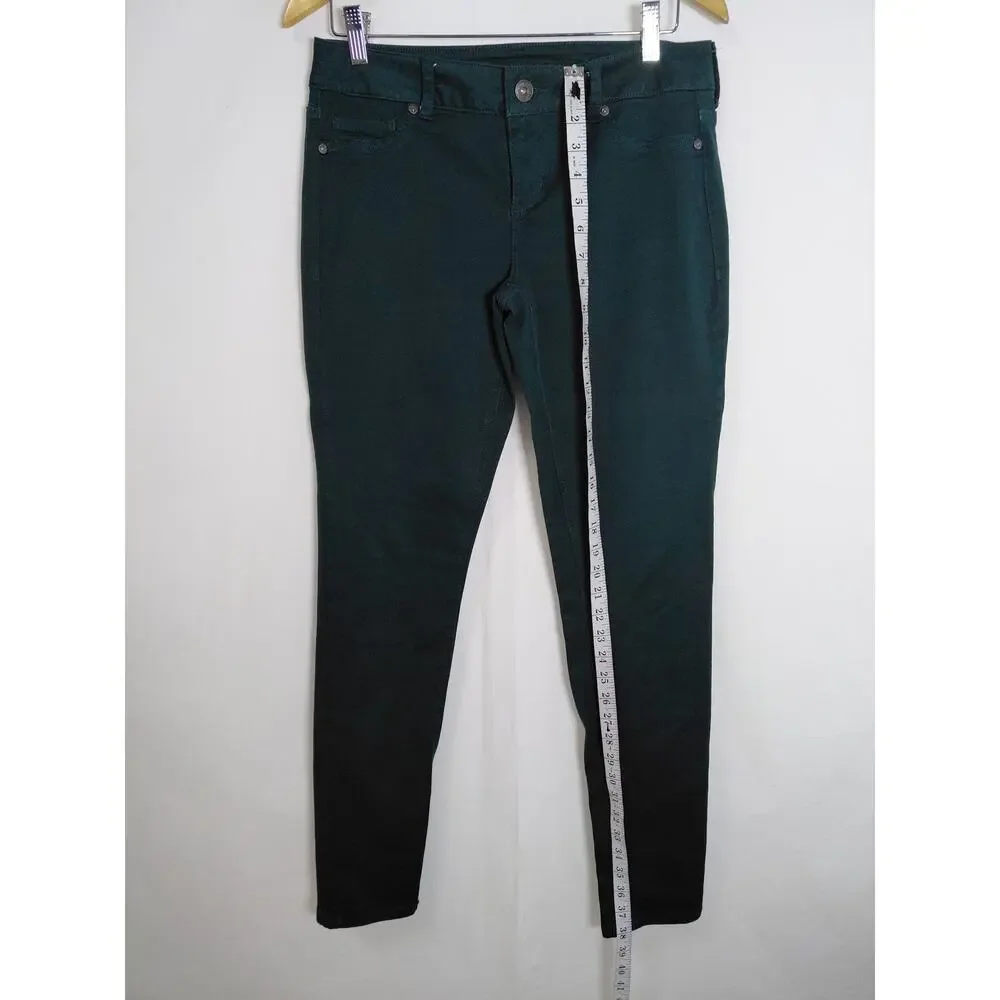 Maurices Embroidery Dark Green Stretch Skinny Jeans Denim Women Size M
